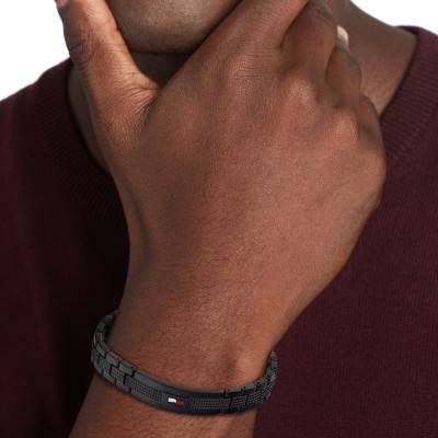 Black Steel Link Bracelet, Adjustable Length 19 cm - 2790420 - Tommy Hilfiger