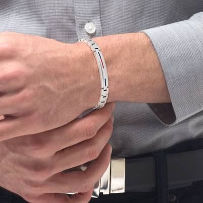 Grey Steel & Enamel Bracelet, Adjustable Length 20 cm - Tommy Hilfiger