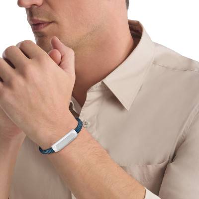 Bracelet Magnify en Cuir Enroulé Bleu & Acier, Longueur 19,50 cm - 35100013 - Calvin Klein