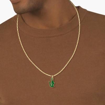 Gold-Tone Steel Arthor Crocodile Necklace, 55 cm - 2040229 - Lacoste
