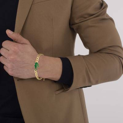 Arthor Curb Chain Gold-Tone Stainless Steel Bracelet, Adjustable Length 19 cm - 2040227 - Lacoste