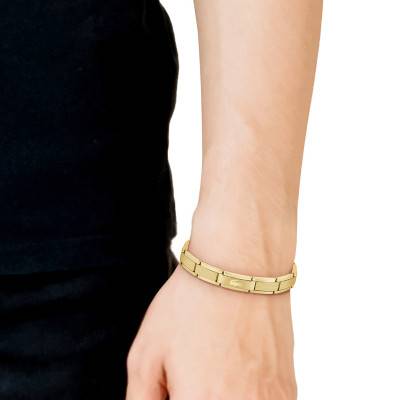 Gold-Tone Steel Textured Stencil Bracelet, Length 19 cm - 2040219 - Lacoste