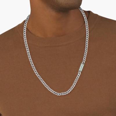 Collier District Maille Gourmette en Acier - 2040208, Longueur 61 cm - Lacoste