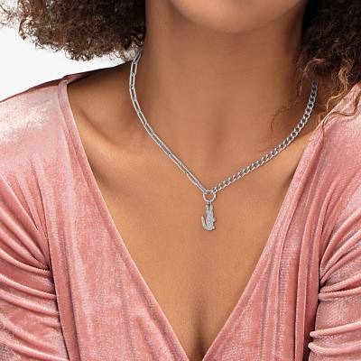 Steel Crocodile Necklace, 41 cm - 2040148 - Lacoste