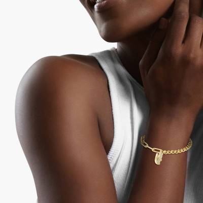 Gold Steel Crocodile Bracelet, Length 19 cm - 2040147 - Lacoste