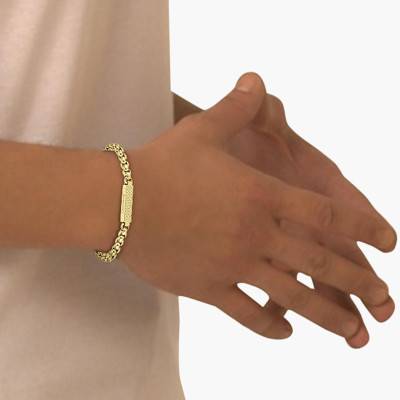 Bracelet Plaque L'Essentiel en Acier Doré - 2040124, Longueur 19 cm - Lacoste