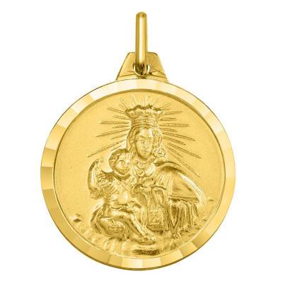 375 or 750/1000 Yellow Gold Our Lady of Mount Carmel Medal, 18mm Diameter - Argyor