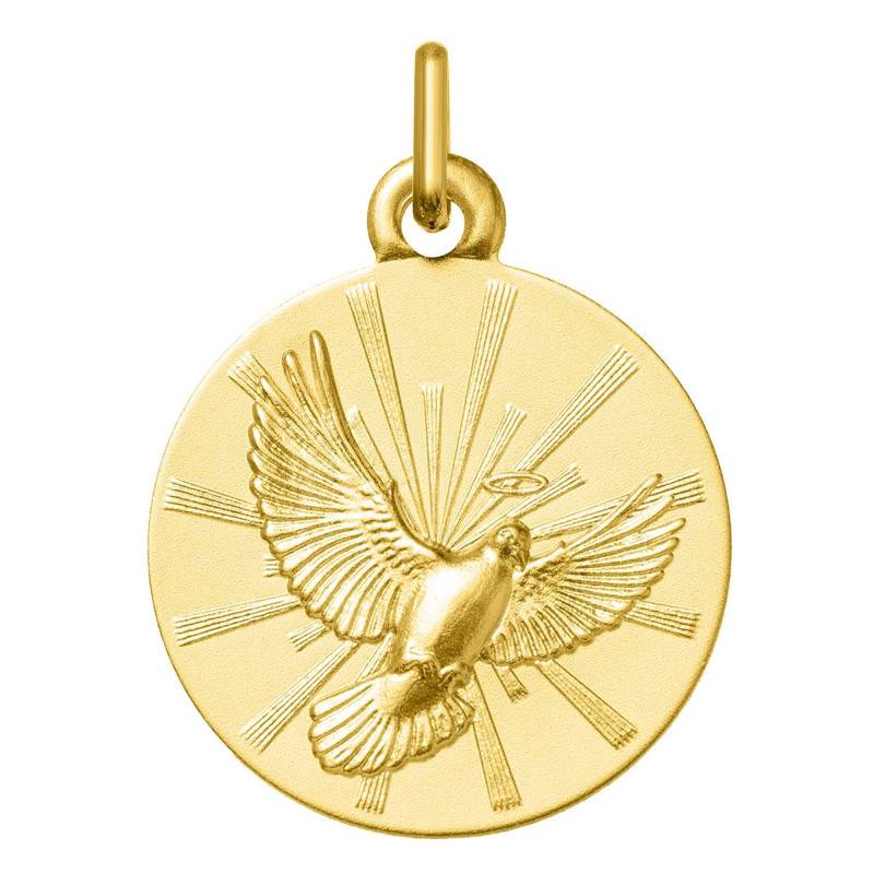 750 Yellow Gold Holy Spirit Medal, 18 mm Diameter - Argyor
