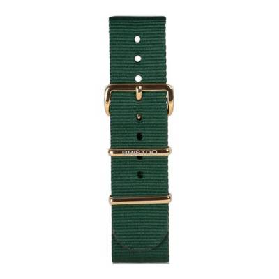 Bracelet Nato 20 mm Vert Anglais, Longueur 245 mm, boucle PVD or jaune - Briston