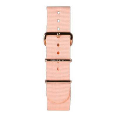 Bracelet Nato 20 mm Rose poudré, Longueur 245 mm, boucle PVD or rose - Briston