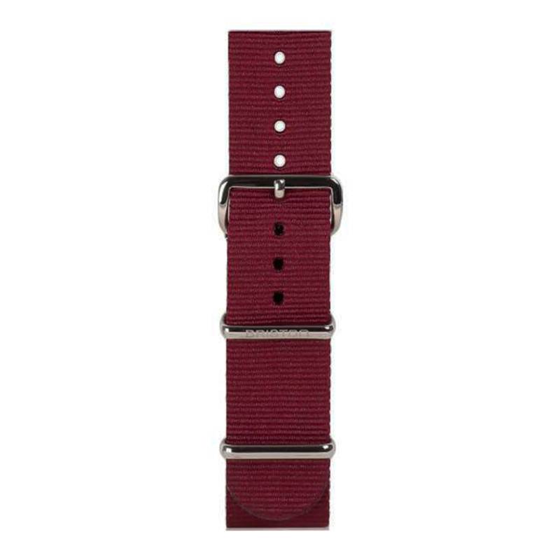 Burgundy NATO Strap 20mm, 245mm Length, Steel Buckle - Briston