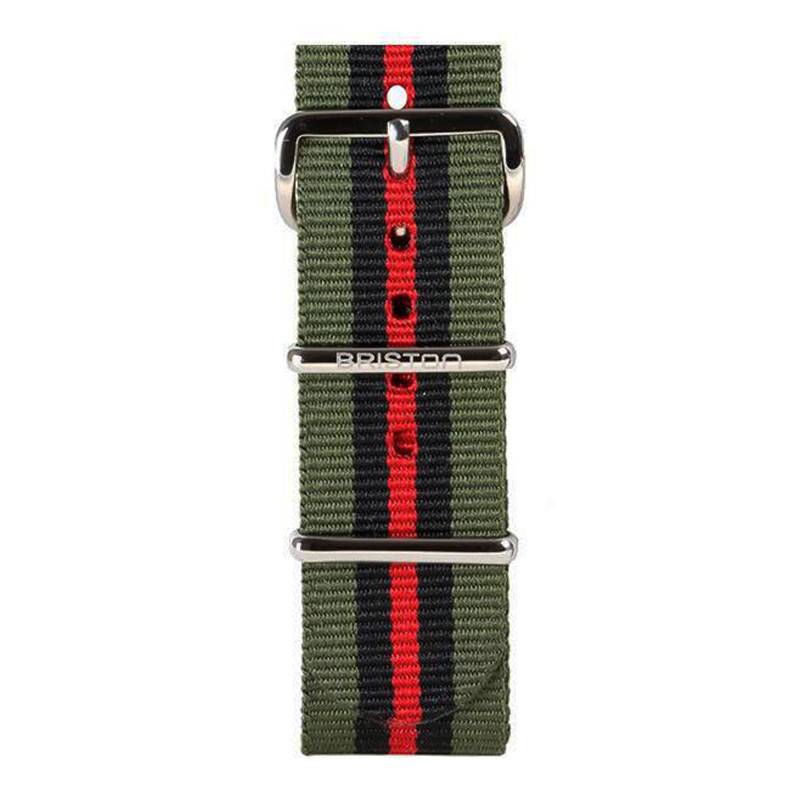 Khaki/Black/Red NATO Strap 245 mm - Briston