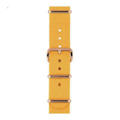 Yellow 18mm NATO Watch Strap, Length 230mm, Rose Gold PVD Buckle - Briston