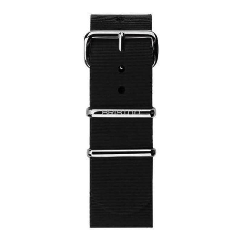 Black 20mm NATO Strap, 245mm Length, Steel Buckle - Briston