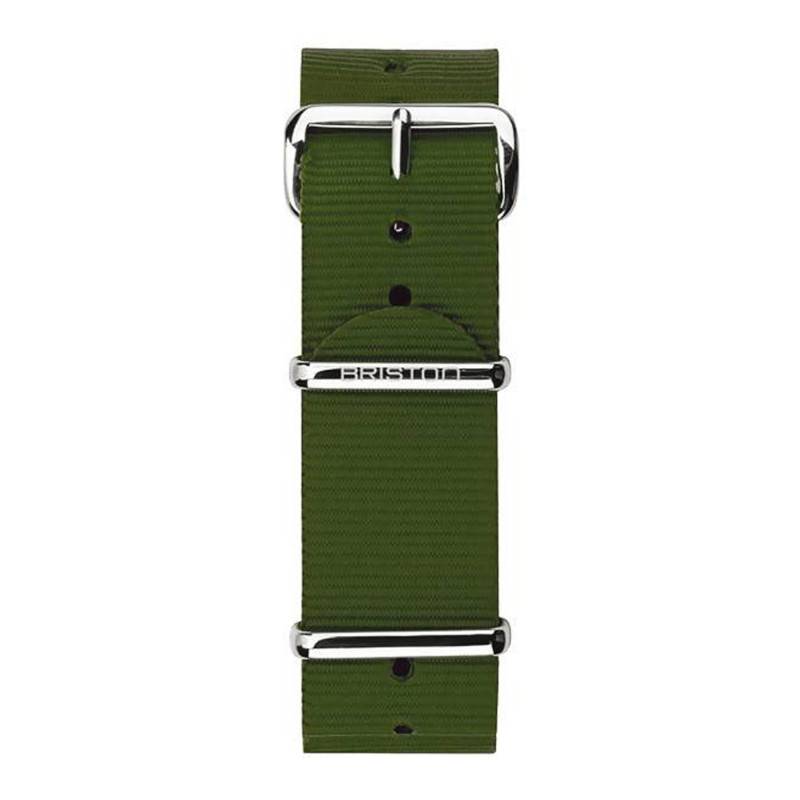 Military Green Nylon NATO Strap 20mm, Length 280mm, Steel Buckle - Briston