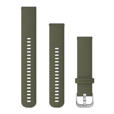 Moss Green Silicone Quick Release Watch Band Silver Buckle 010-12924-11 - Garmin