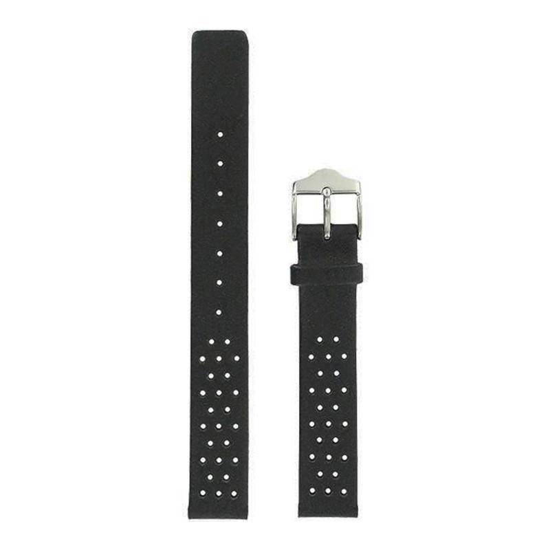Black Perforated Leather Strap - 14mm - Lip