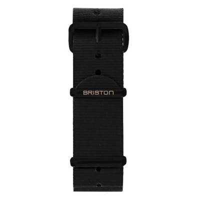 Bracelet Nato 20mm Noir, Longueur 280mm, boucle PVD Noir - Briston
