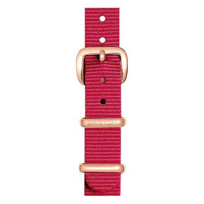 Bracelet Nato 12 mm Framboise, Longueur 230mm, Boucle PVD or rose - Briston
