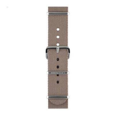 Bracelet Nato 20 mm Taupe, Longueur 245mm, Boucle silver - Briston
