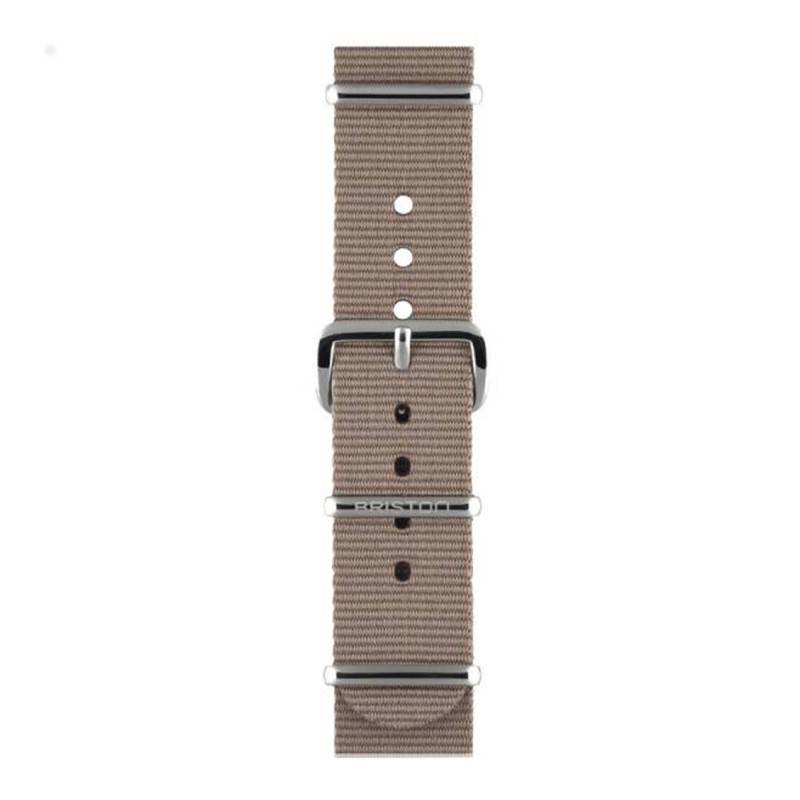 Taupe NATO Strap 20 mm, Length 245mm, Silver Buckle - Briston