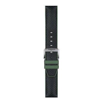 Official Tissot Green Rubber/Black Leather wall clock Strap 22 mm T852046787 - Tissot