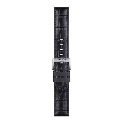 Official Tissot Black Leather and Rubber Parts Watch Strap 22 mm T852046761 - Tissot