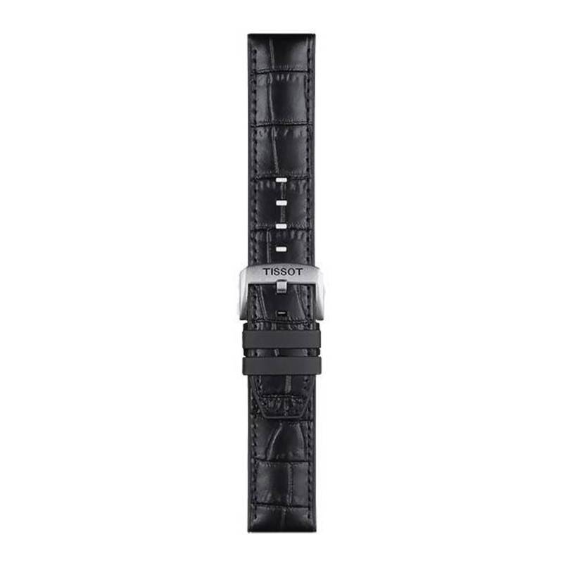 Official Tissot Black Leather and Rubber Parts Watch Strap 22 mm T852046761 - Tissot