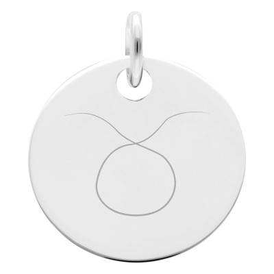 925 Silver Taurus Symbol Zodiac Medal 19 mm - Lumiosa