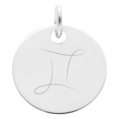 Médaille Zodiaque Gémeaux en Argent 925, Diamètre 19 mm - Lumiosa