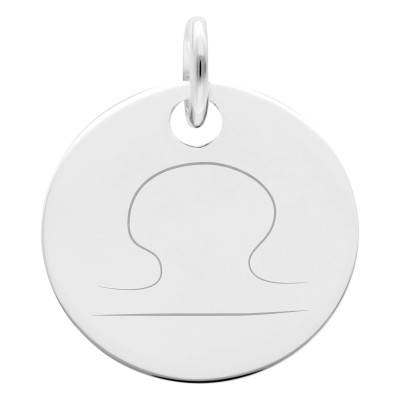 925 Silver Libra Zodiac Medal, 19 mm Diameter - Lumiosa