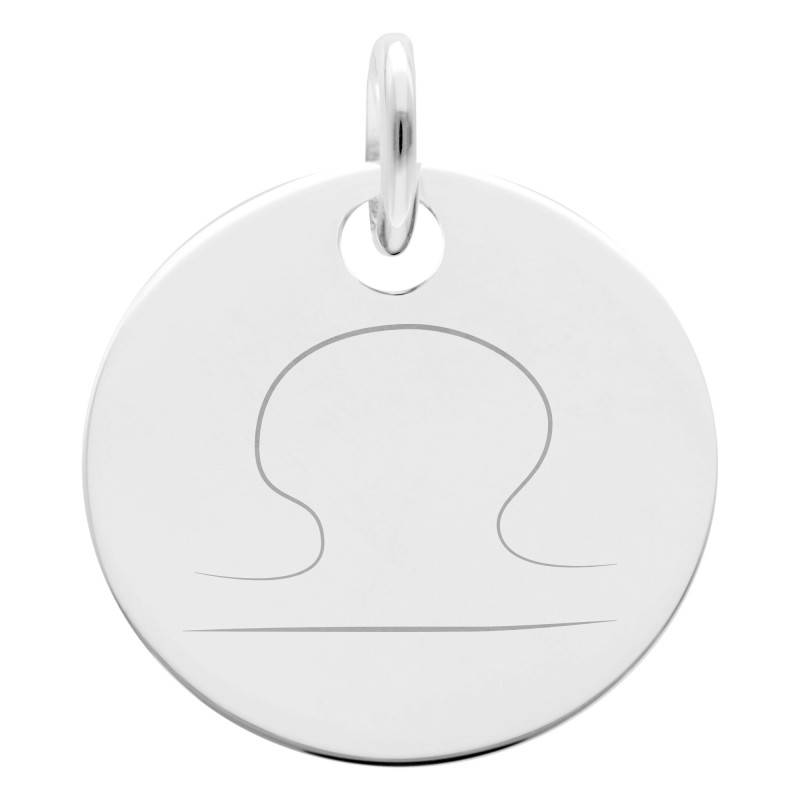 925 Silver Libra Zodiac Medal, 19 mm Diameter - Lumiosa