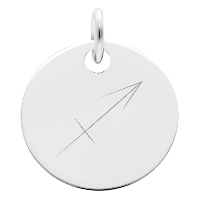 925 Sterling Silver Sagittarius Zodiac Medallion, 19 mm Diameter - Lumiosa