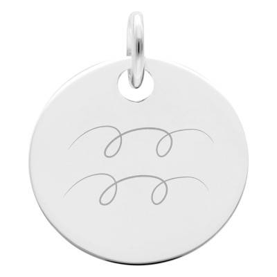 925 Silver Aquarius Symbol Zodiac Medal 19 mm - Lumiosa