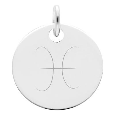 Médaille Zodiaque Poissons en Argent 925, Diamètre 19 mm - Lumiosa