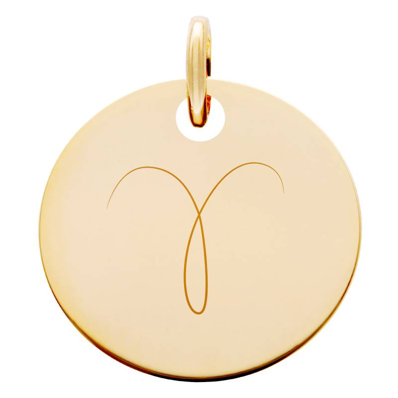 Yellow Gold-Plated Aries Zodiac Medal 19 mm - Lumiosa