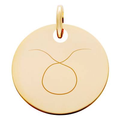 Médaille Zodiaque Taureau Plaqué Or Jaune, Diamètre 19 mm - Lumiosa