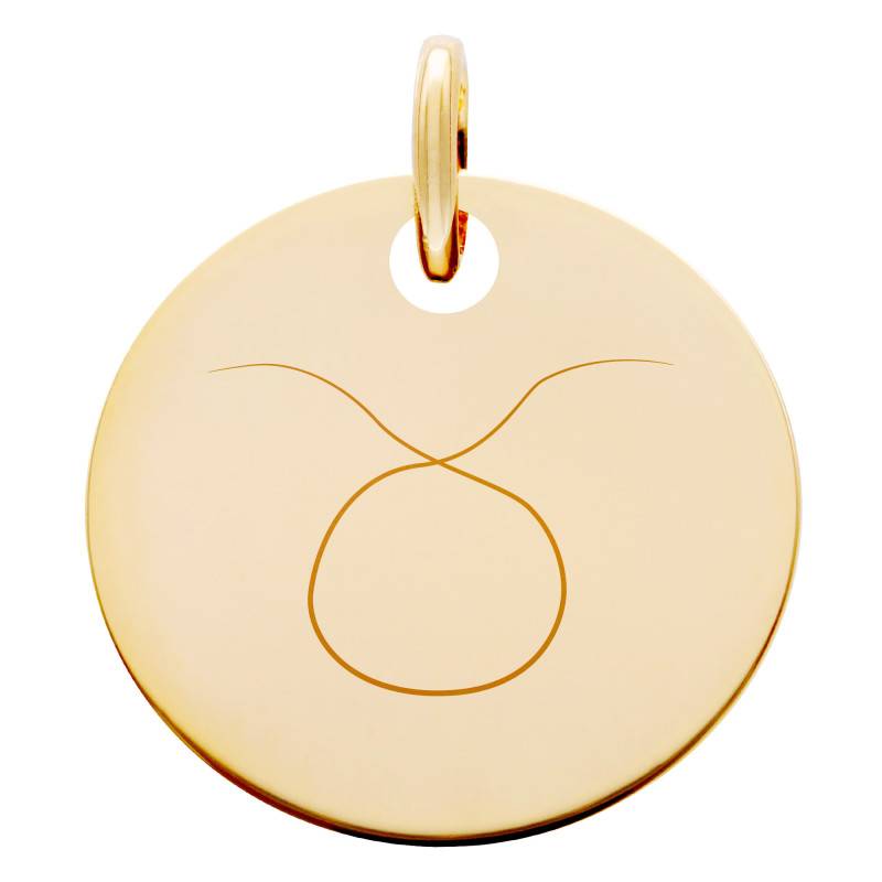 Yellow Gold-Plated Taurus Zodiac Medal, Diameter 19 mm - Lumiosa