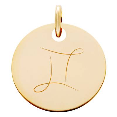 Médaille Zodiaque Gémeaux Plaqué Or Jaune, Diamètre 19 mm - Lumiosa
