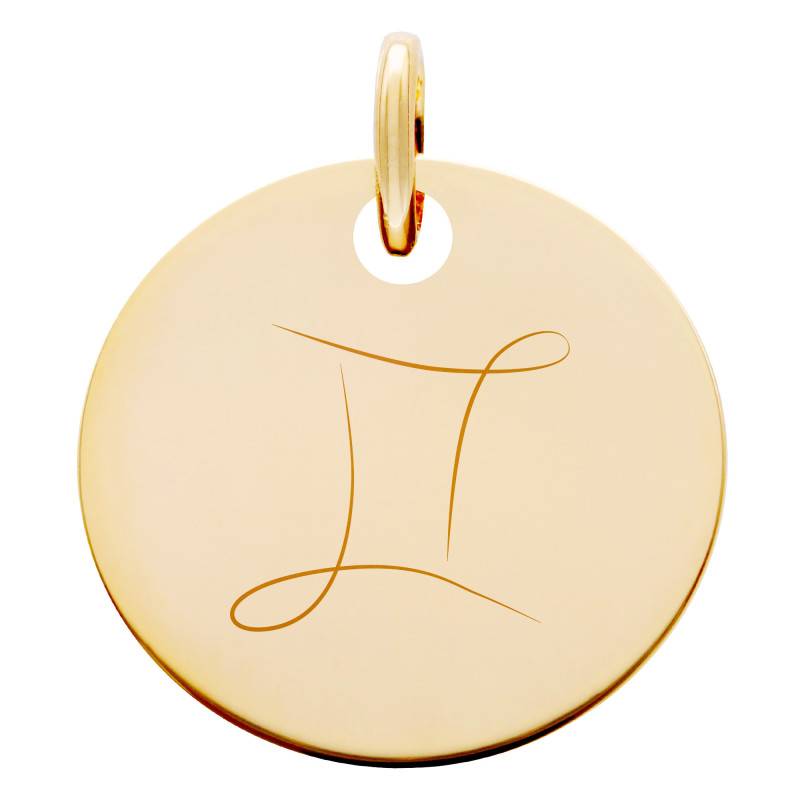 Yellow Gold-Plated Gemini Zodiac Medal 19 mm - Lumiosa