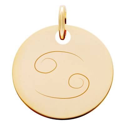 Yellow Gold-Plated Cancer Zodiac Medal 19 mm - Lumiosa