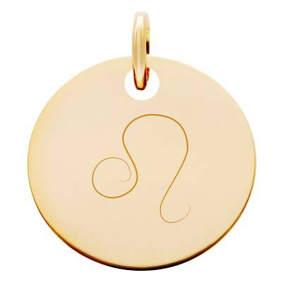 Médaille Zodiaque Lion Plaqué Or Jaune, Diamètre 19 mm - Lumiosa