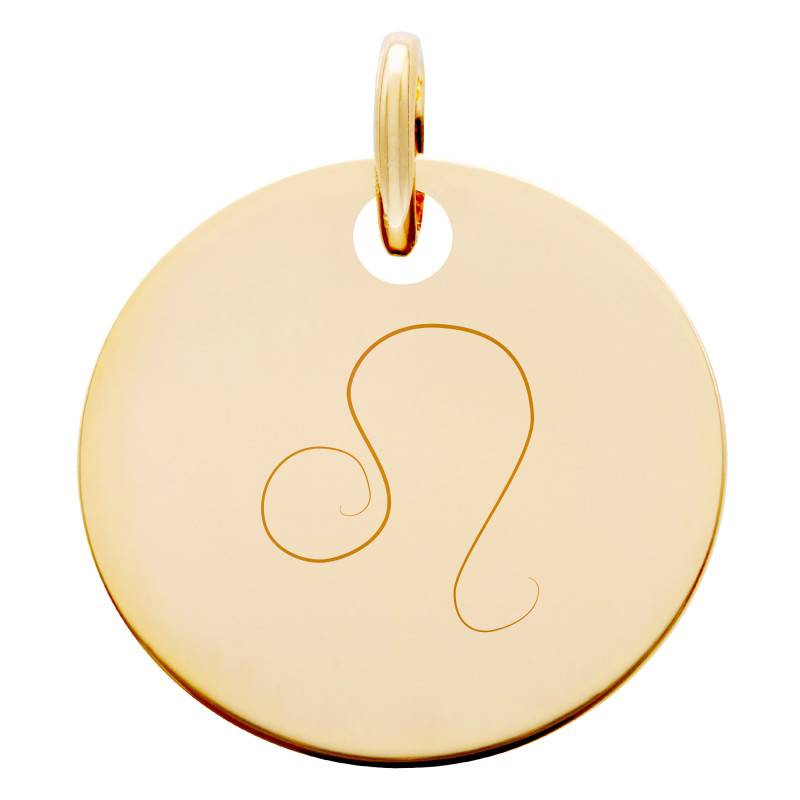 Yellow Gold-Plated Leo Zodiac Medal, Diameter 19 mm - Lumiosa