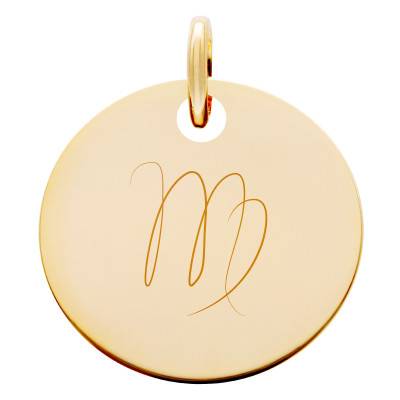 Médaille Zodiaque Vierge Plaqué Or Jaune, Diamètre 19 mm - Lumiosa