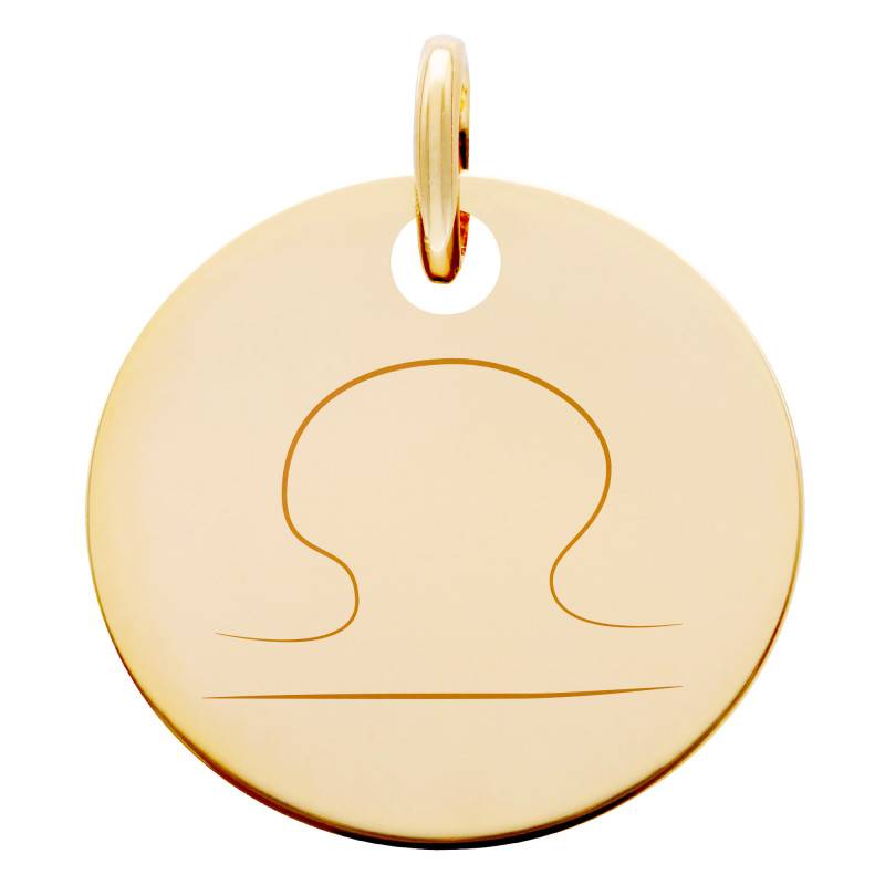 Yellow Gold-Plated Libra Zodiac Medal, 19 mm - Lumiosa