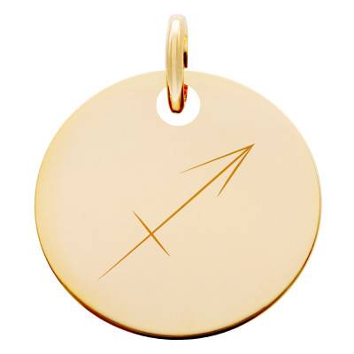 Yellow Gold-Plated Engravable Sagittarius Zodiac Medal, 19mm Diameter - Lumiosa