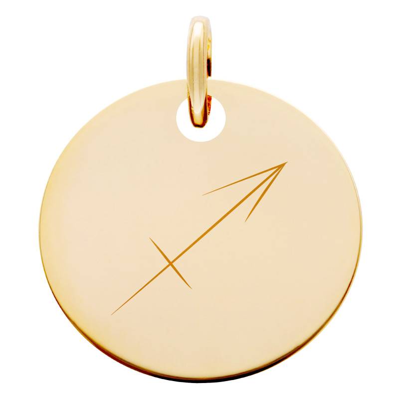 Yellow Gold-Plated Engravable Sagittarius Zodiac Medal, 19mm Diameter - Lumiosa