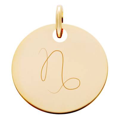 Yellow Gold-Plated Capricorn Zodiac Medallion, 19 mm Diameter - Lumiosa