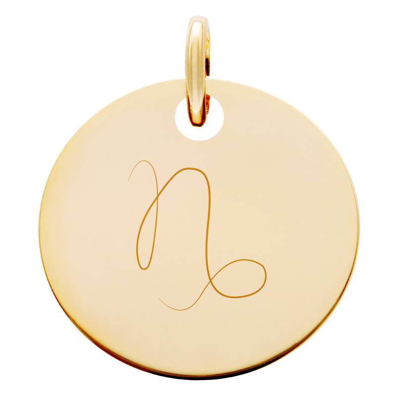 Yellow Gold-Plated Capricorn Zodiac Medallion, 19 mm Diameter - Lumiosa