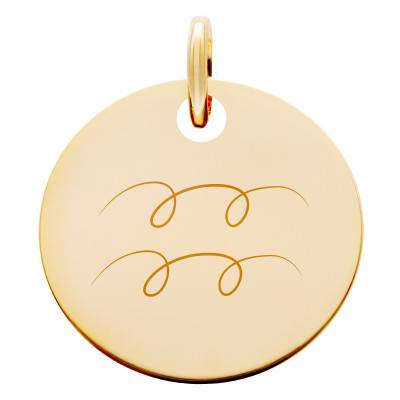Yellow Gold-Plated Aquarius Zodiac Medal, 19 mm Diameter - Lumiosa